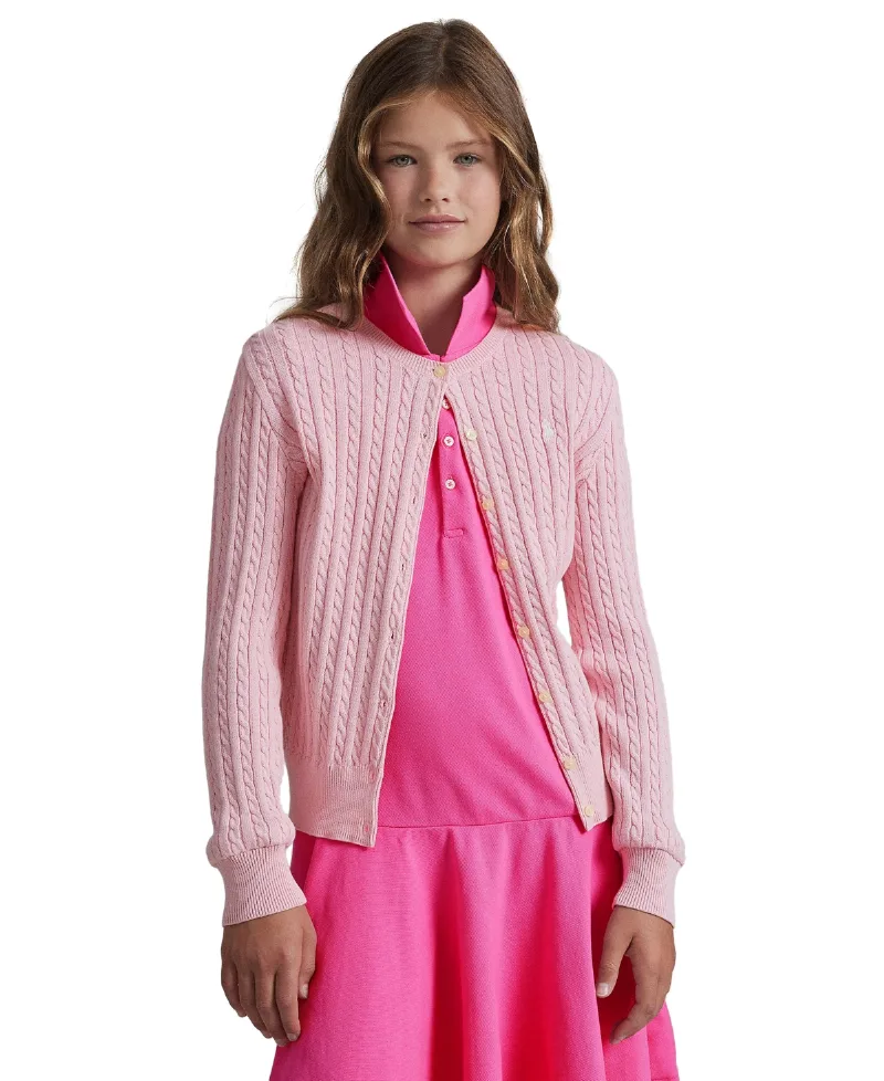 Polo Ralph Lauren Girls 2T-16 Cable-Knit Cotton Cardigan - Hint of Pink
