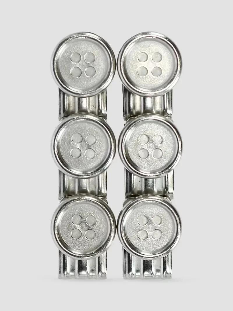 Men 6-Piece No-Sew Suspenders Buttons - Silver