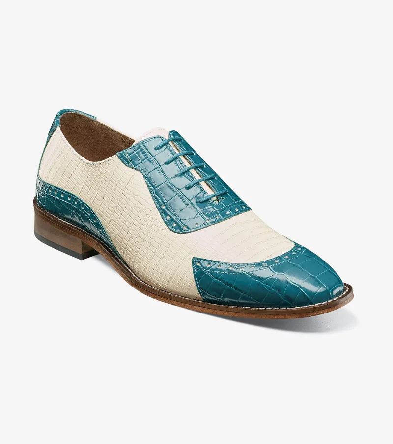 Stacy Adams Shoes Tarango Modified Cap Toe Oxford Teal Multi Size 14