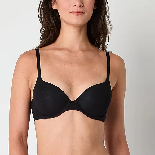 Ambrielle Cotton Womens Medium Support Demi Bra, Ddd, Black