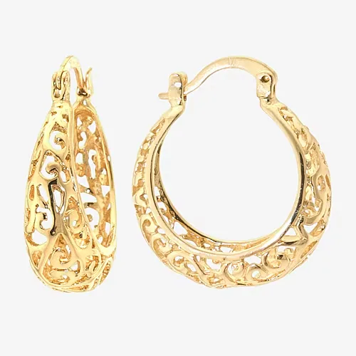 Silver Reflections 24K Gold Over Brass Hoop Earrings, One Size, Gold