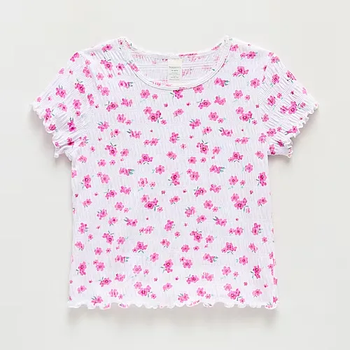 Thereabouts Little & Big Kid Girls Round Neck Short Sleeve T-Shirt, Large (14), Pink