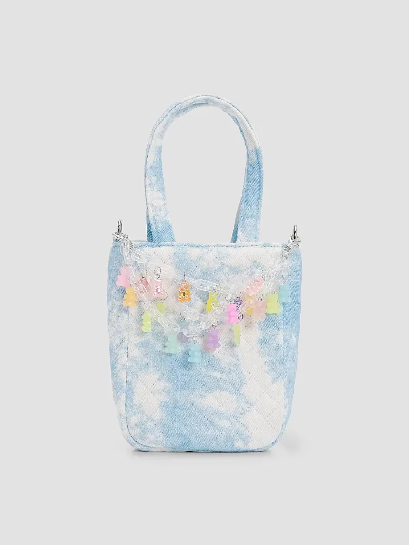 Bari Lynn Girl's Girl's Gummy Chain-Link Denim Tote Bag - Blue