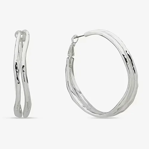 Worthington Silver Tone Womens 49.2mm Hoop Earrings, One Size, Silver