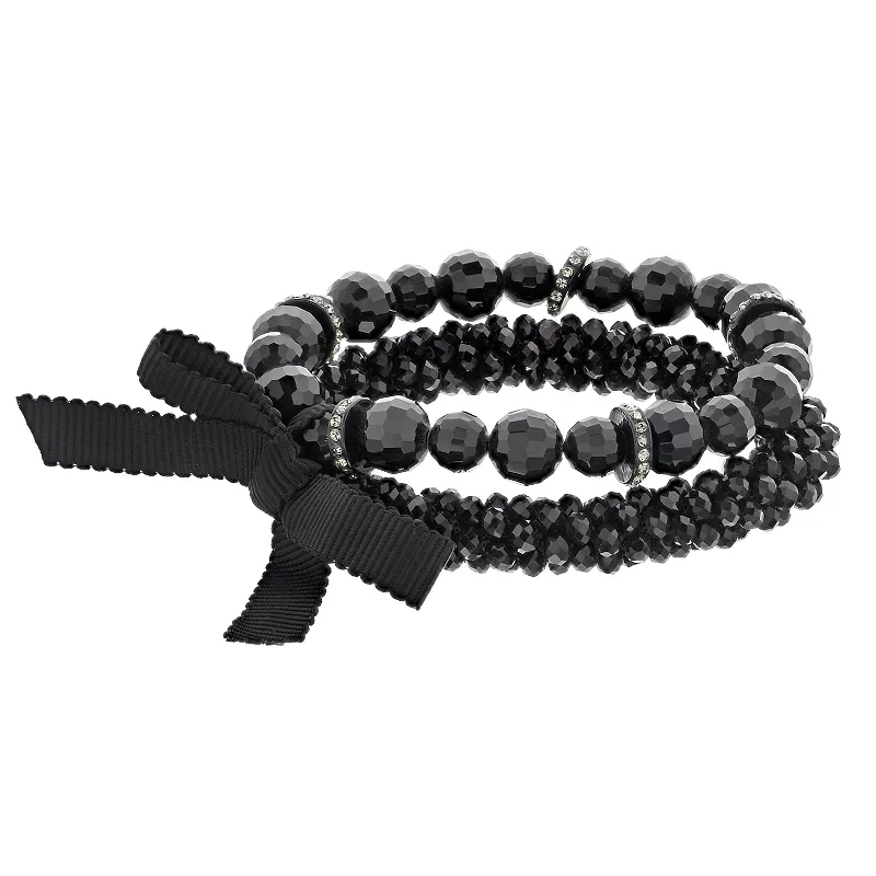 Simply Vera Vera Wang Black Bead Stretch Bracelet Set, Women's