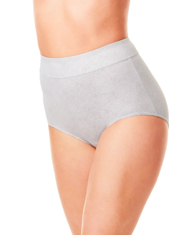 Warners No Pinching No Problems Tailored Brief 5738 - Platinum Floral Print