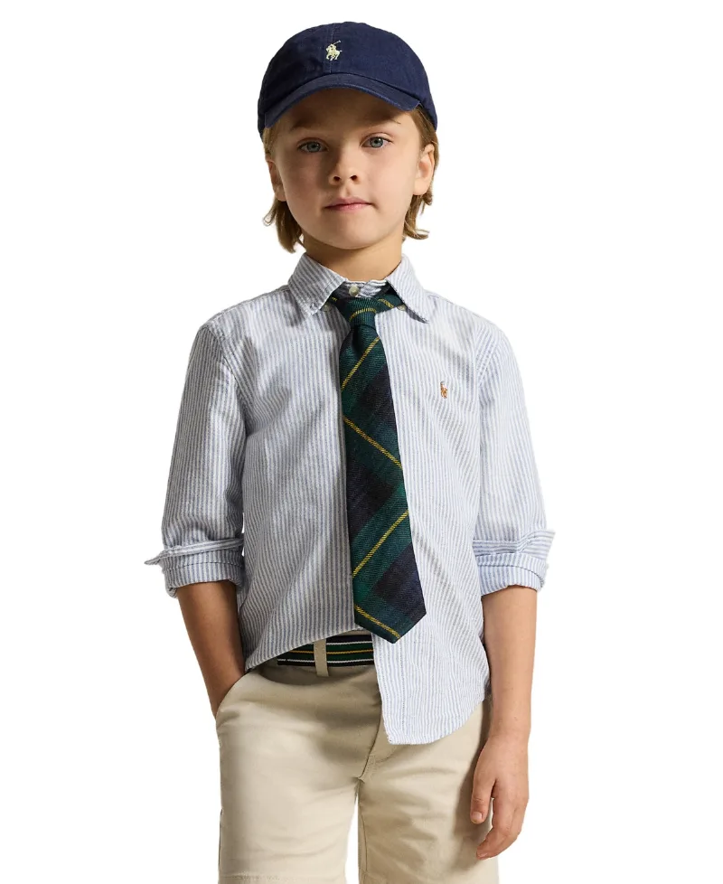 Polo Ralph Lauren Toddler and Little Boys Cotton Oxford Shirt - Light Blue Stripe
