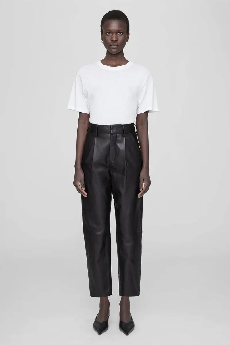 Becky Leather Trouser - Black