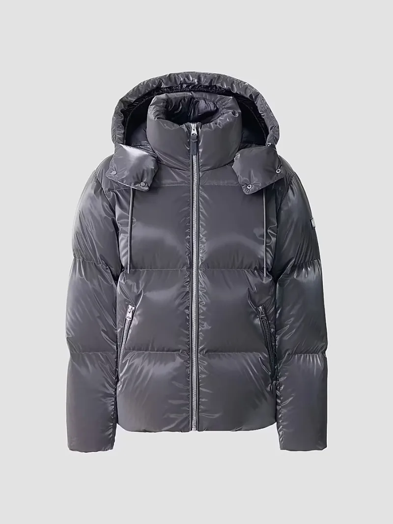 Mackage Men's Kent High-Gloss Hooded Down Jacket - Carbon - Size 40