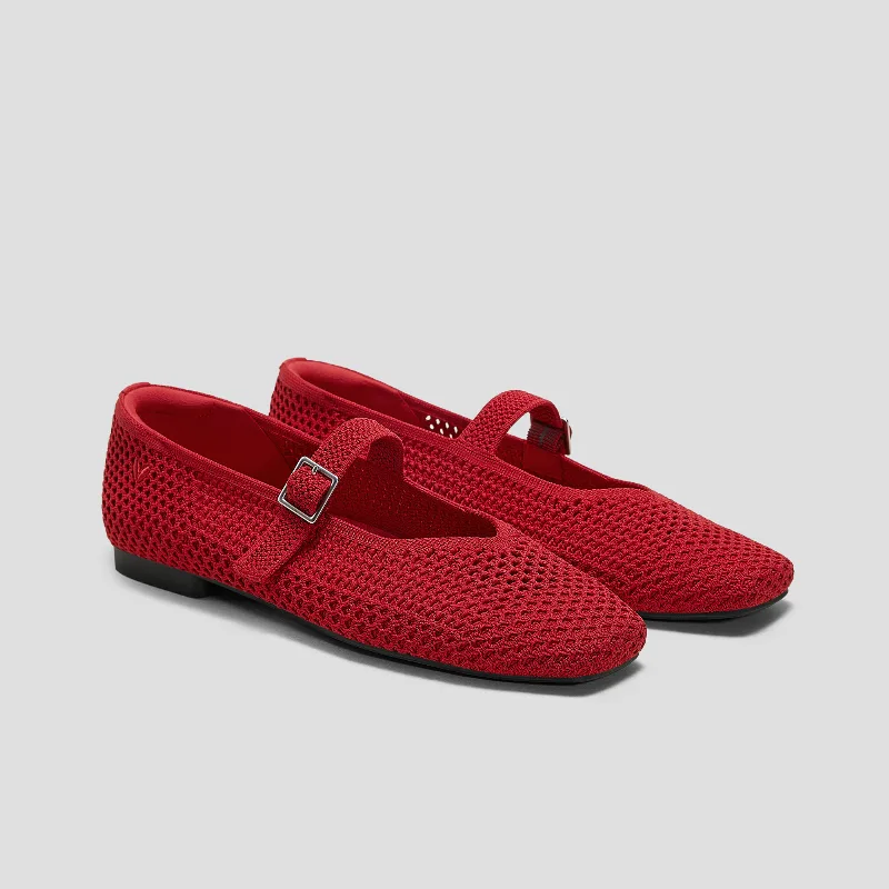 VIVAIA Square-Toe Mary Janes (Margot Mary Jane)|RUBY RED MESH|US 6.5