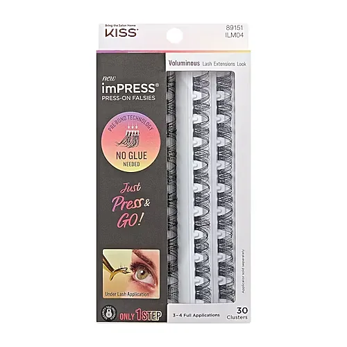 Kiss Impress Falsies Pre-Glued Lash Clusters, Voluminous | 30 Clusters, One Size