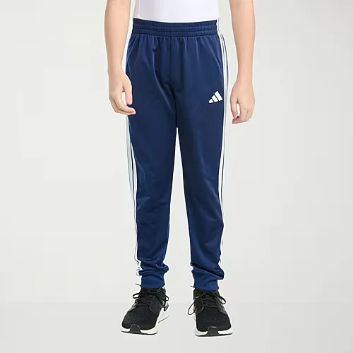 adidas Iconic Tricot Big Kid Boys Mid Rise Regular Fit Cuffed Track Pant, Large (14-16), Blue