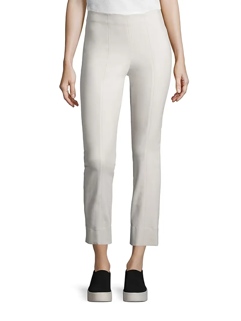 Vince Women's Bobbi Stitch-Front Seamed Mid-Rise Leggings - Gesso - Size XL