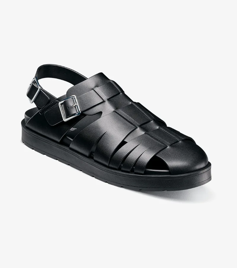 Stacy Adams Shoes Largo Slingback Buckle Sandal Black Size 13