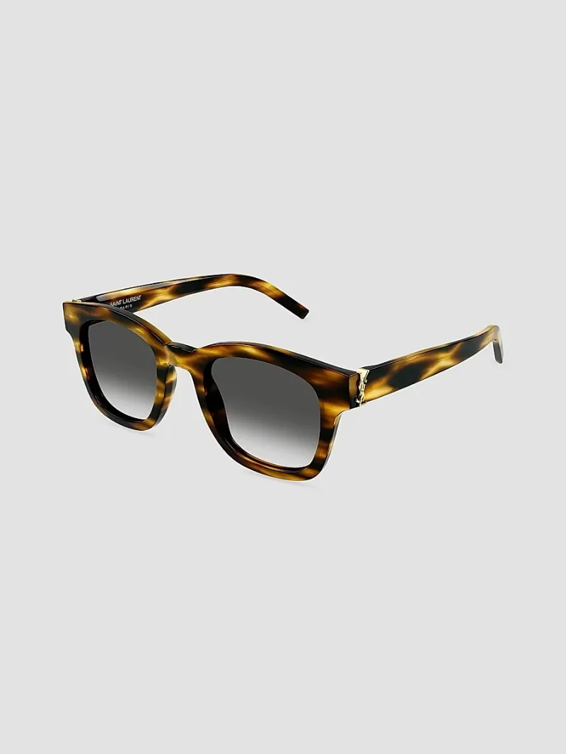 Saint Laurent Men's Monogram Hinge 49MM Square Sunglasses - Havana