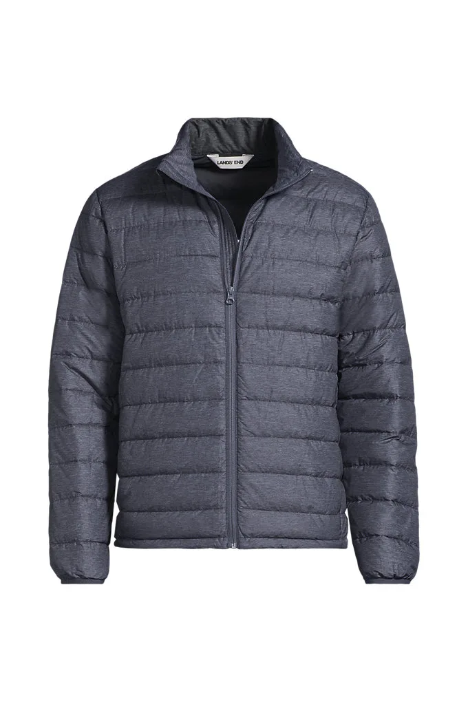 Men's Hooded Wanderweight Packable Down Jacket - Lands' End - Gray - L