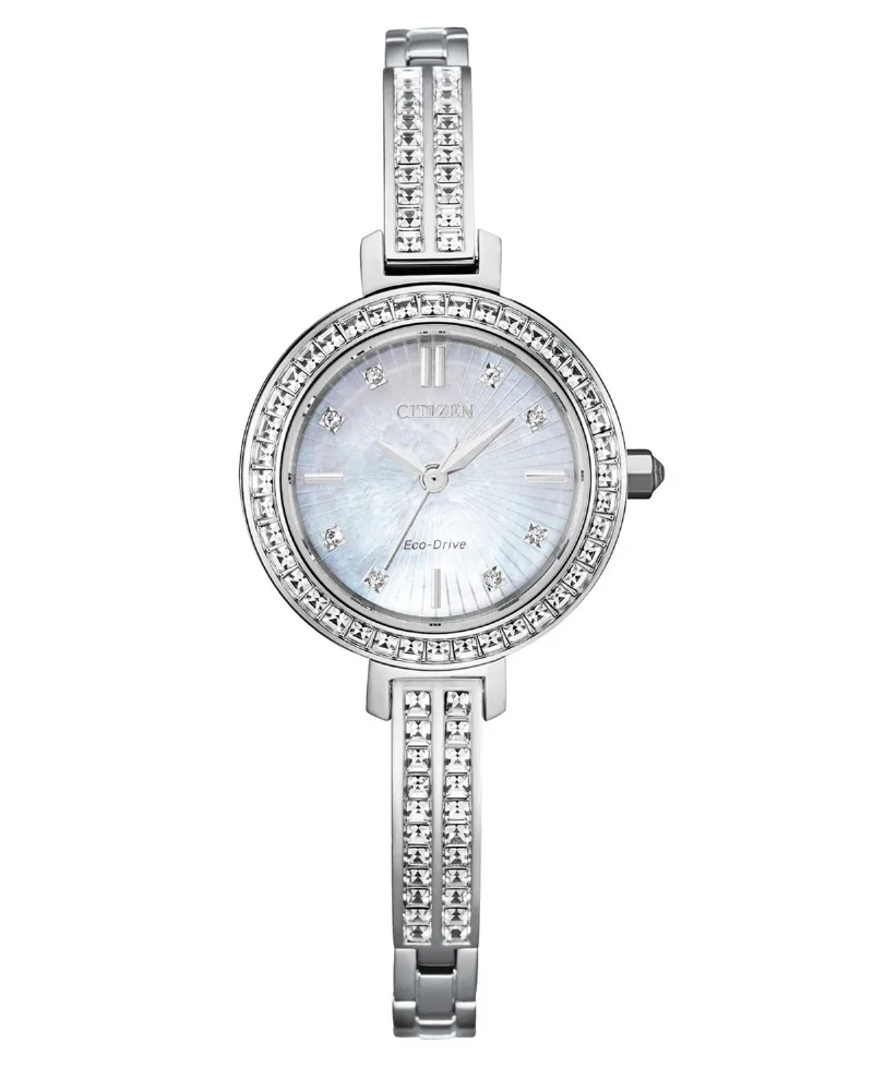 Citizen Eco-Drive Women's Stainless Steel & Crystal Bangle Bracelet Watch 25mm - Silver-tone