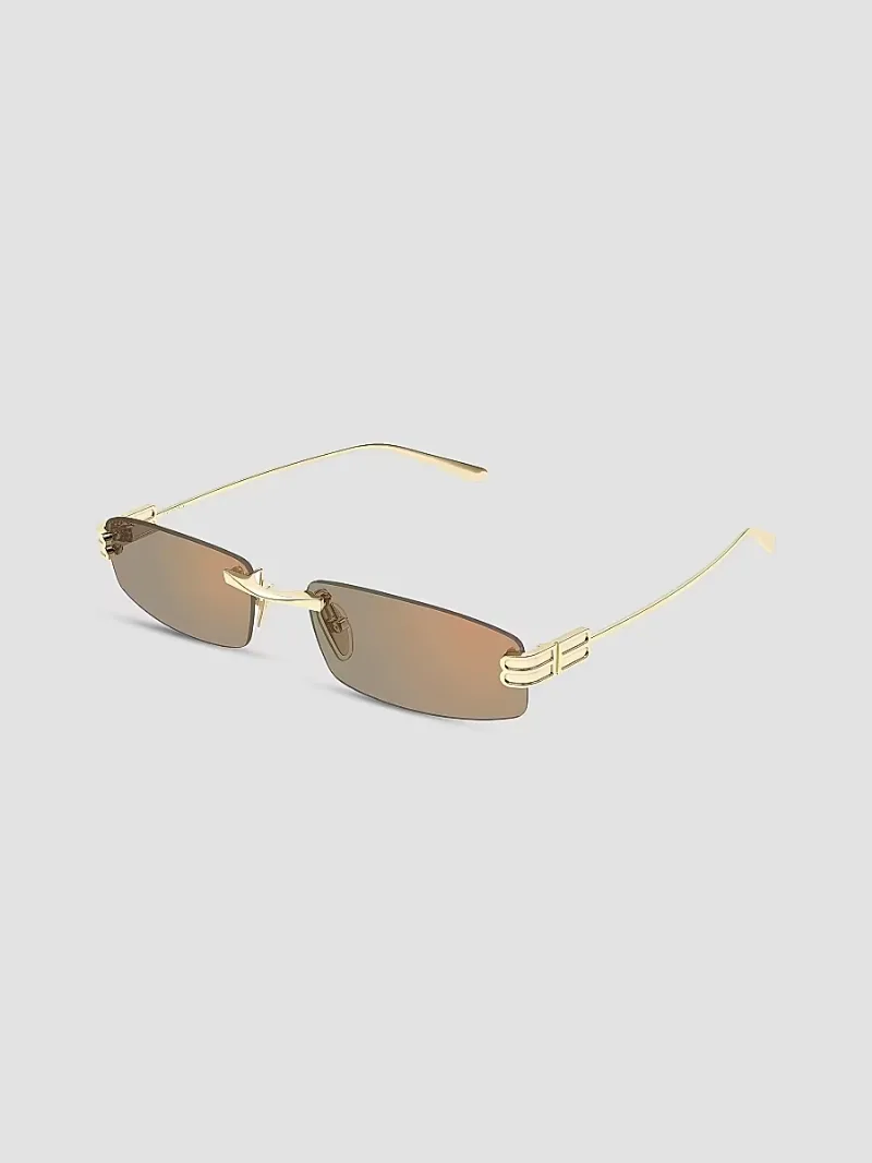 Balenciaga Men's Gossip 62MM Rimless Rectangular Metal Sunglasses - Gold