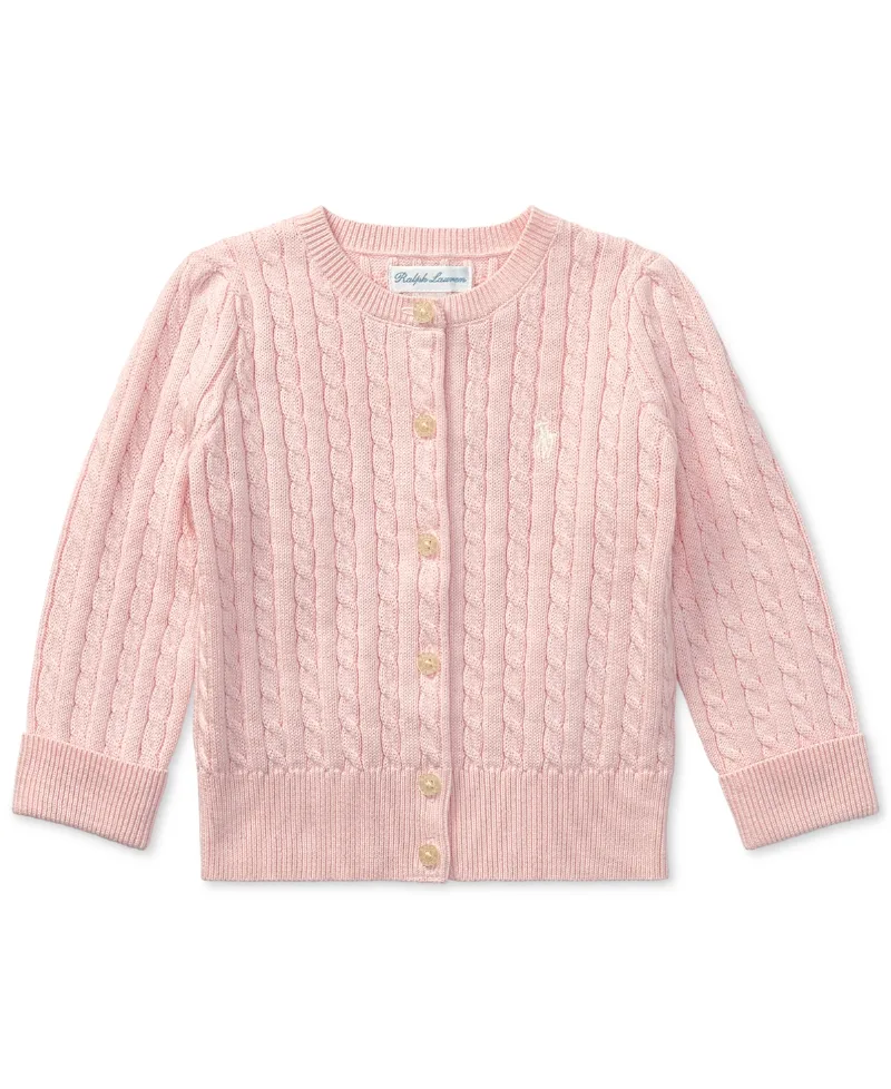 Polo Ralph Lauren Baby Girls Cable-Knit Cotton Cardigan - Acacia Pink