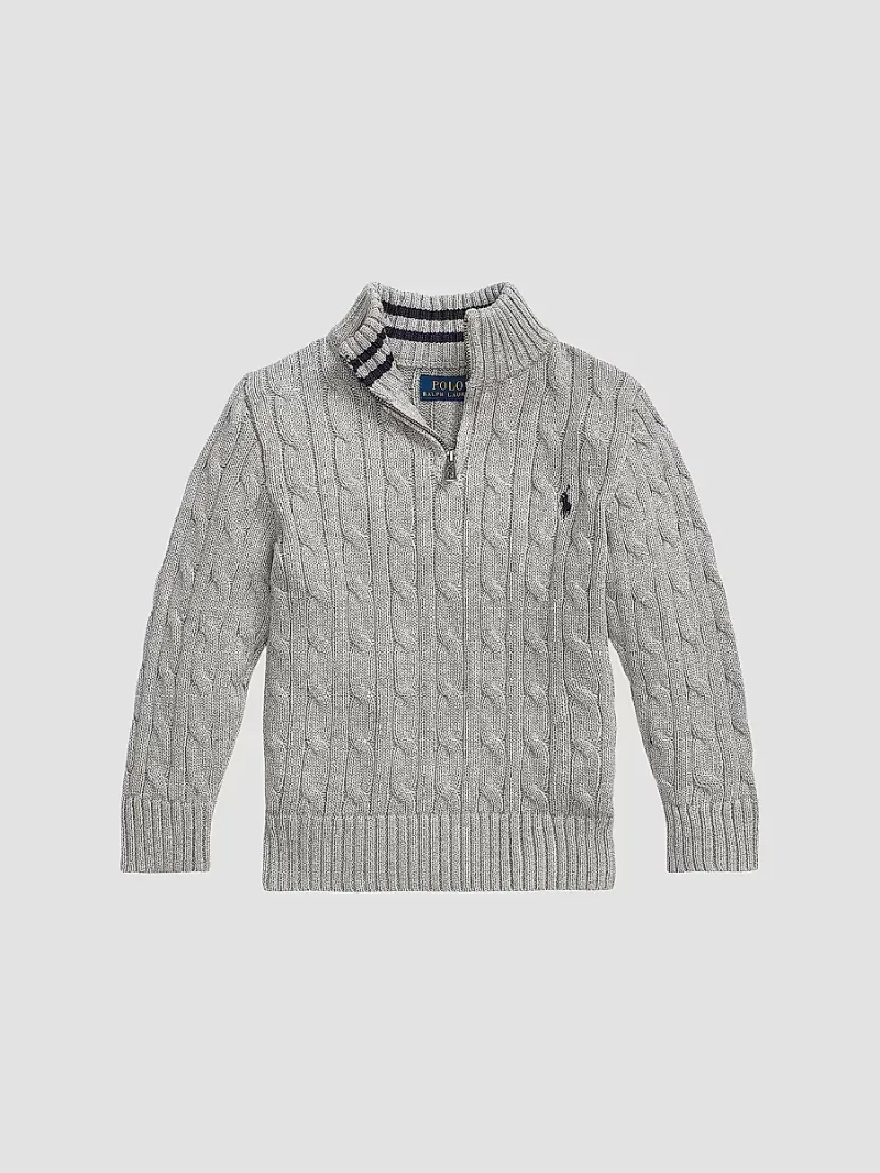 Little Boy's & Boy's Cotton Cable-Knit Pullover Sweater - Andover Heather - Size 5