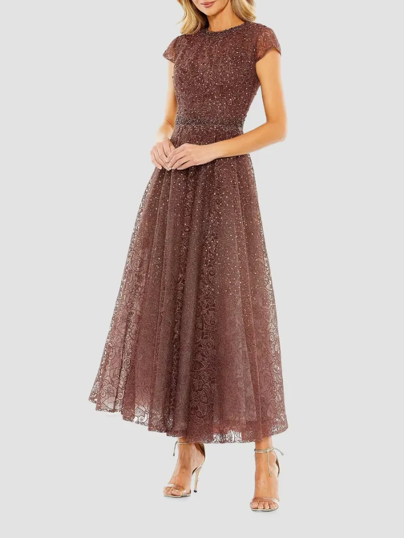 Mac Duggal Women's A-Line Midi-Dress - Chocolate - Size 14