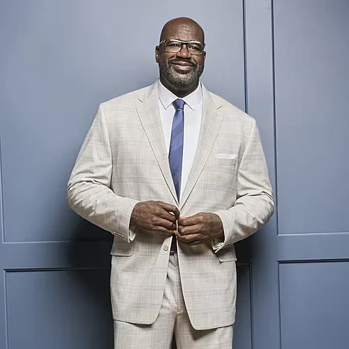 Shaquille O'Neal XLG Mens Big and Tall Stretch Fabric Regular Fit Plaid Suit Jacket, 52 Big Regular, Blue