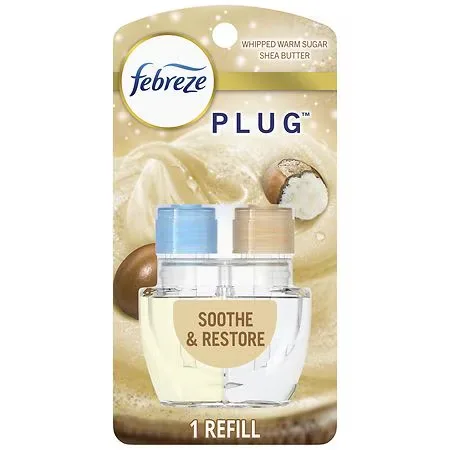 Febreze Plug In Air Freshener, Odor-Fighting Scented Oil Refill Soothe and Restore - 1.0 ea