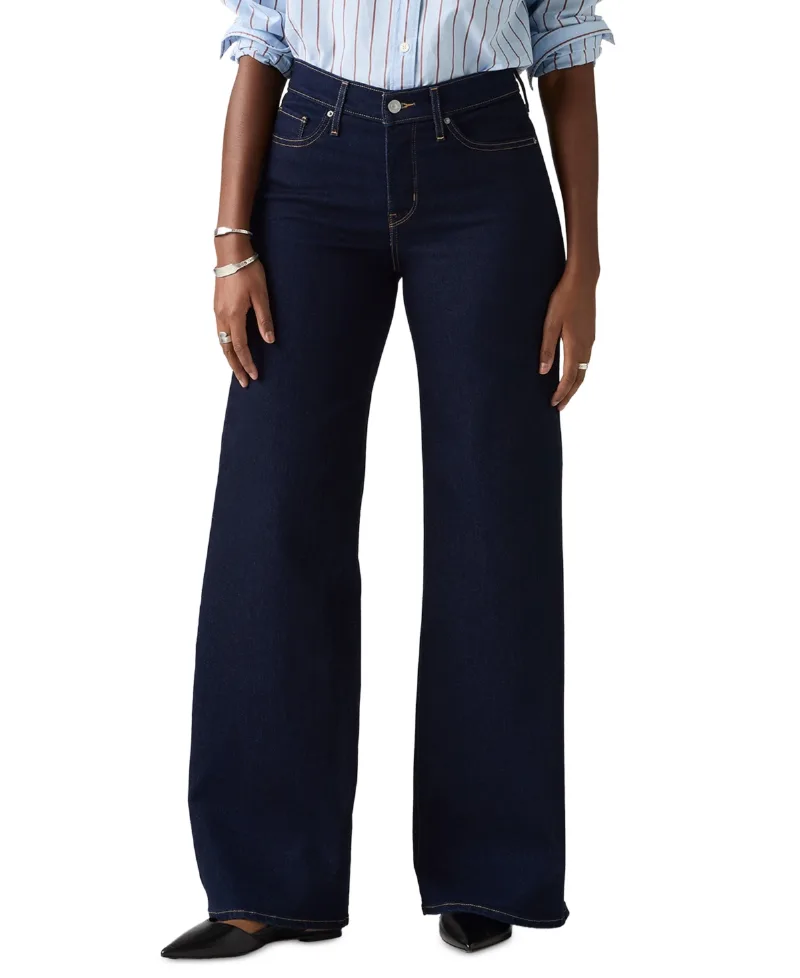 Levi's Women's 318 Shaping Stellar-Stretch Wide-Leg Jeans - Darkest Sky