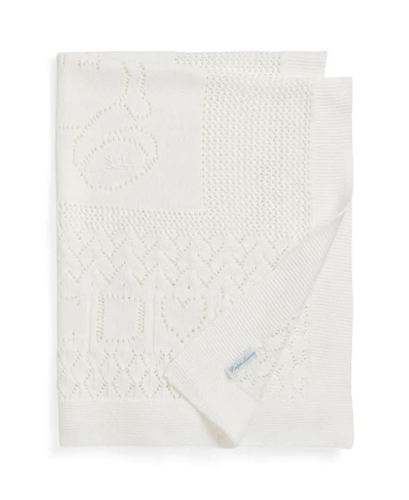 Polo Ralph Lauren Baby Boys or Girls Pointelle Knit Cotton Blanket - Trophy Cream