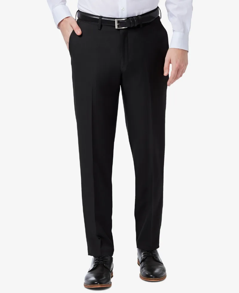 Haggar Men's Premium Comfort Slim-Fit Performance Stretch Flat-Front Dress Pants - Black