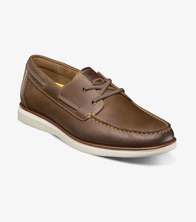 Florsheim Shoes Tropics Elastic Lace Moc Toe Boat Shoe Brown CH Size 9
