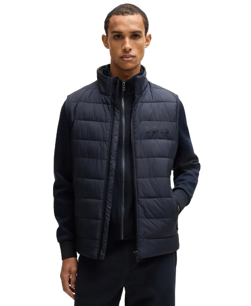 Boss by Hugo Boss Men's Water-Repellent Tonal Logo Gilet - Dark Blue