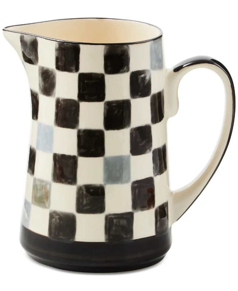 MacKenzie-Childs Black Check Pitcher - Black/white