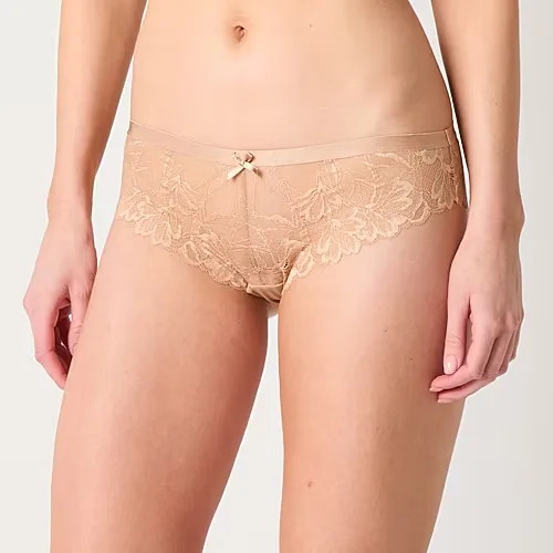 Ambrielle Tulip Lace Cheeky Panty, Large, Beige