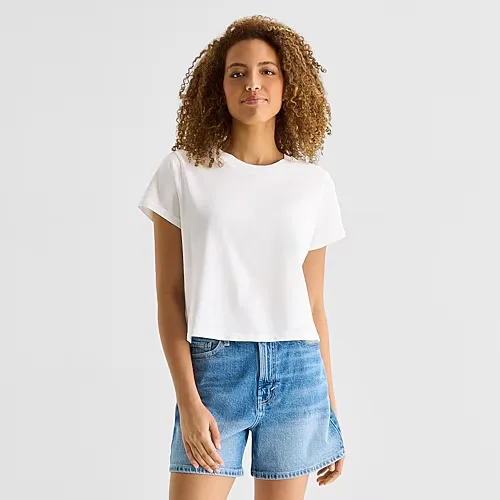 A.N.A Womens Crew Neck Short Sleeve T-Shirt, Medium, White