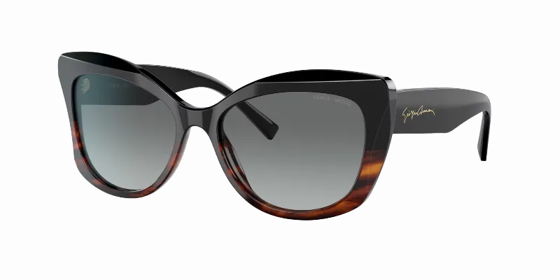GIORGIO ARMANI Woman Sunglasses AR8161  -  Frame color: Black/Striped Brown, Lens color: Gradient Grey