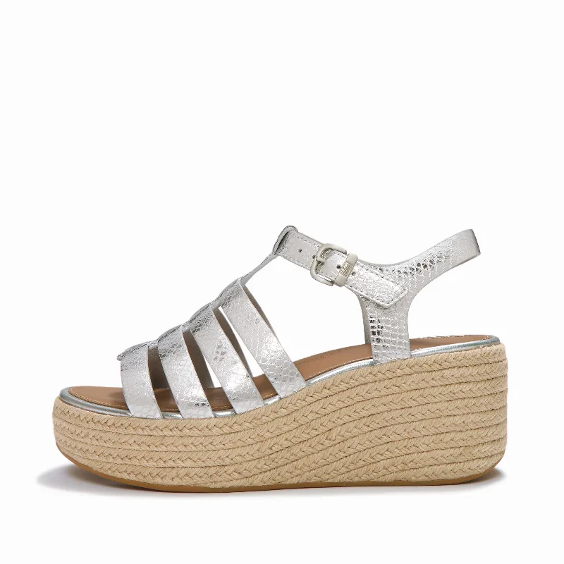 PLATFFORMS Leather Espadrille Wedge Sandals