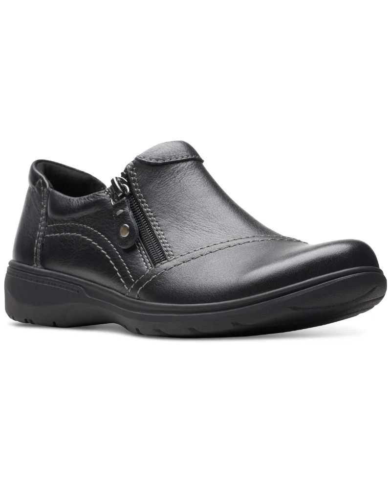 Clarks Women's Carleigh Ray Round-Toe Side-Zip Shoes - Black Leather