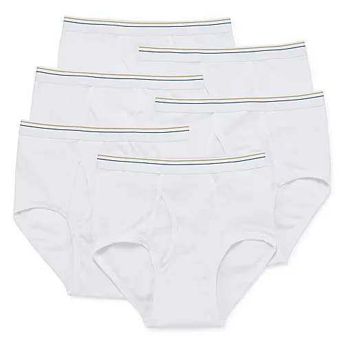 Stafford Dry + Cool Full-Cut Mens 6 Pack Briefs 302872, Small, White