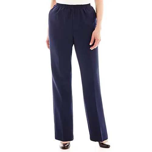 Alfred Dunner Classics Womens Straight Mid Rise Pull-On Pant, 18, Blue