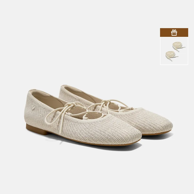 VIVAIA Square-Toe Lace-Up Mary Janes (Miley)|GOLDEN PALE APRICOT FRENCH STRIPE|US 6