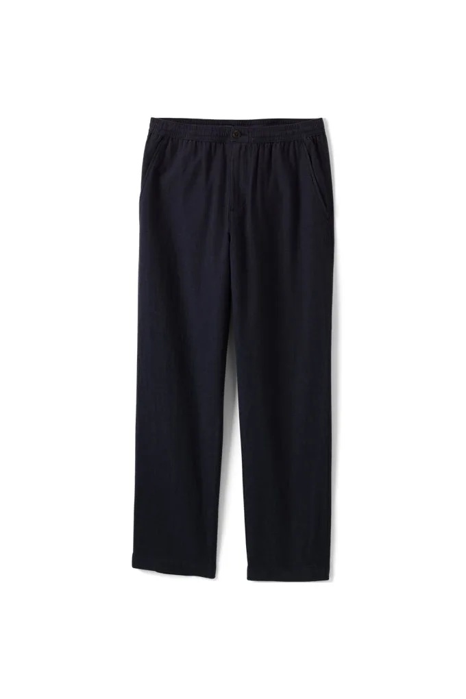 Men's Linen Cotton Elastic Waist Pant - Lands' End - Blue - L