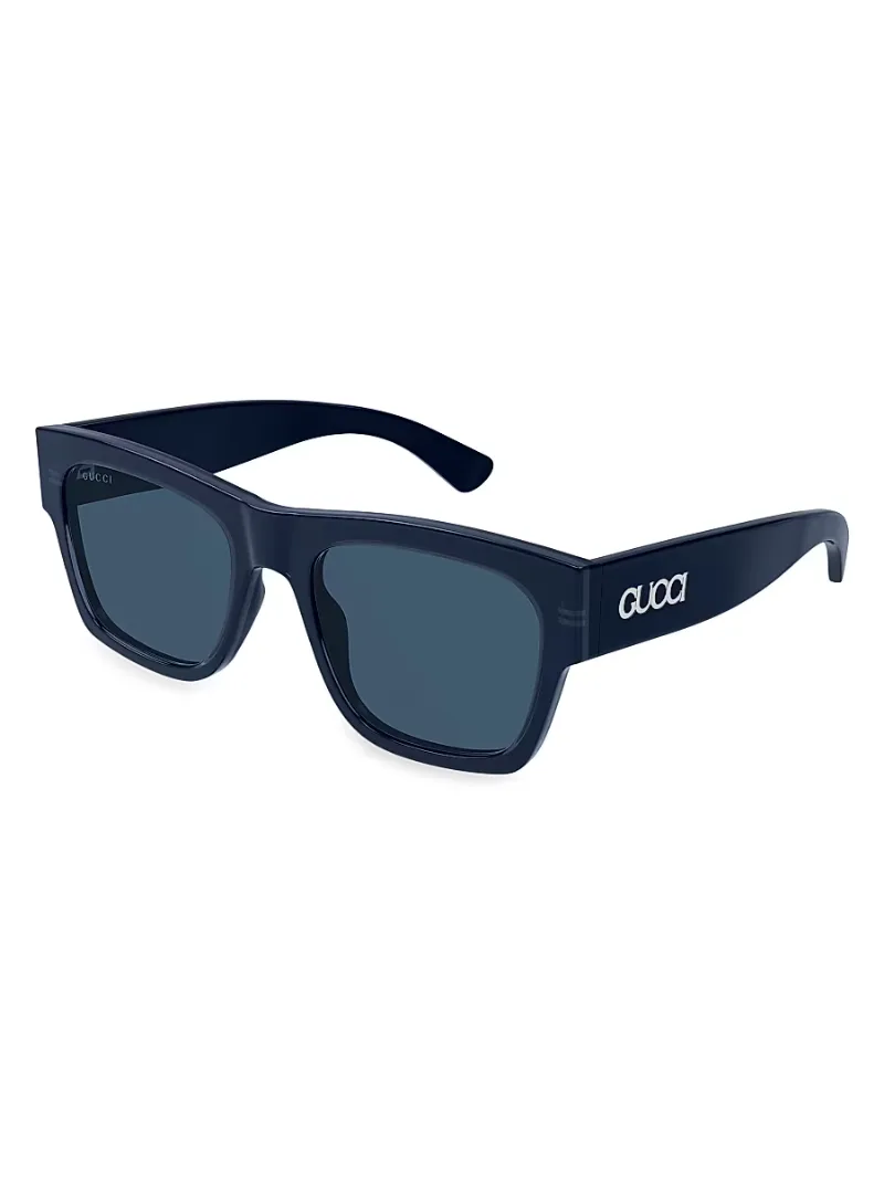 Men's 54MM Squared Sunglasses - Light Blue