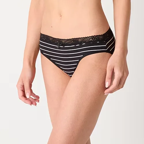 Ambrielle Cotton Bikini Panty, Medium, Black