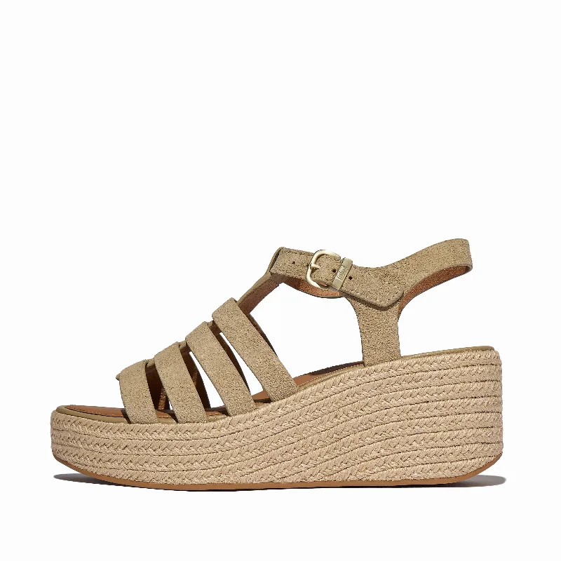 PLATFFORMS Espadrille Suede Fisherman Wedge Sandals