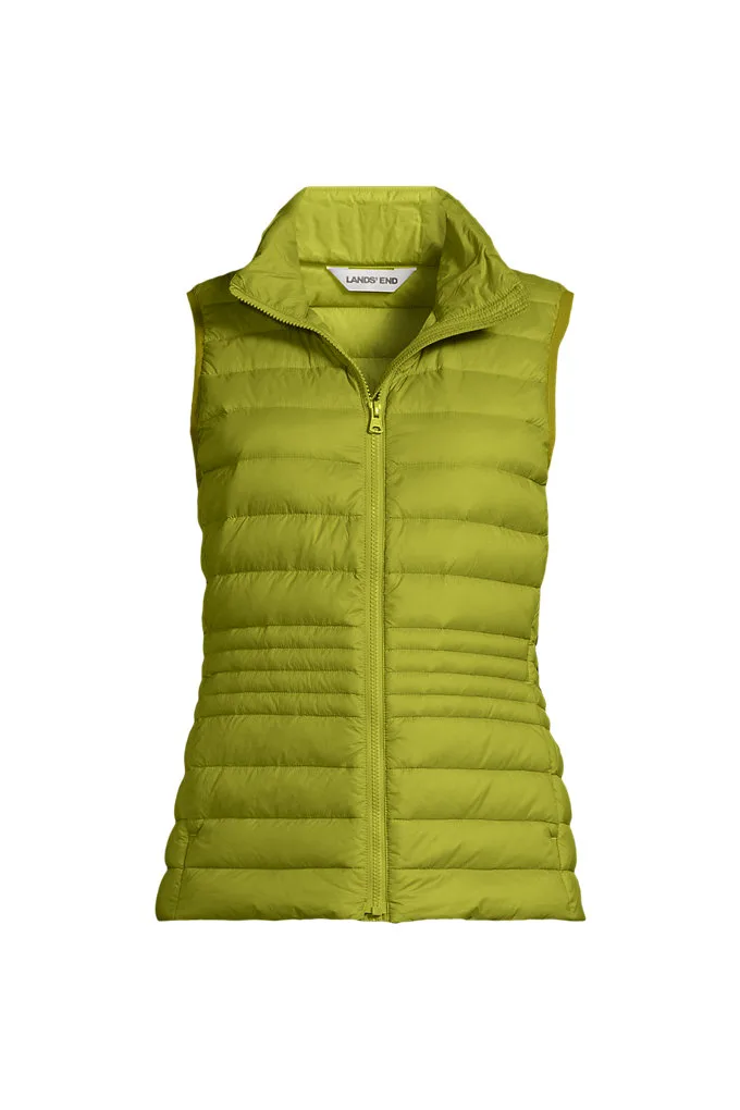 Women's Wanderweight Packable Down Vest - Lands' End - Green - L
