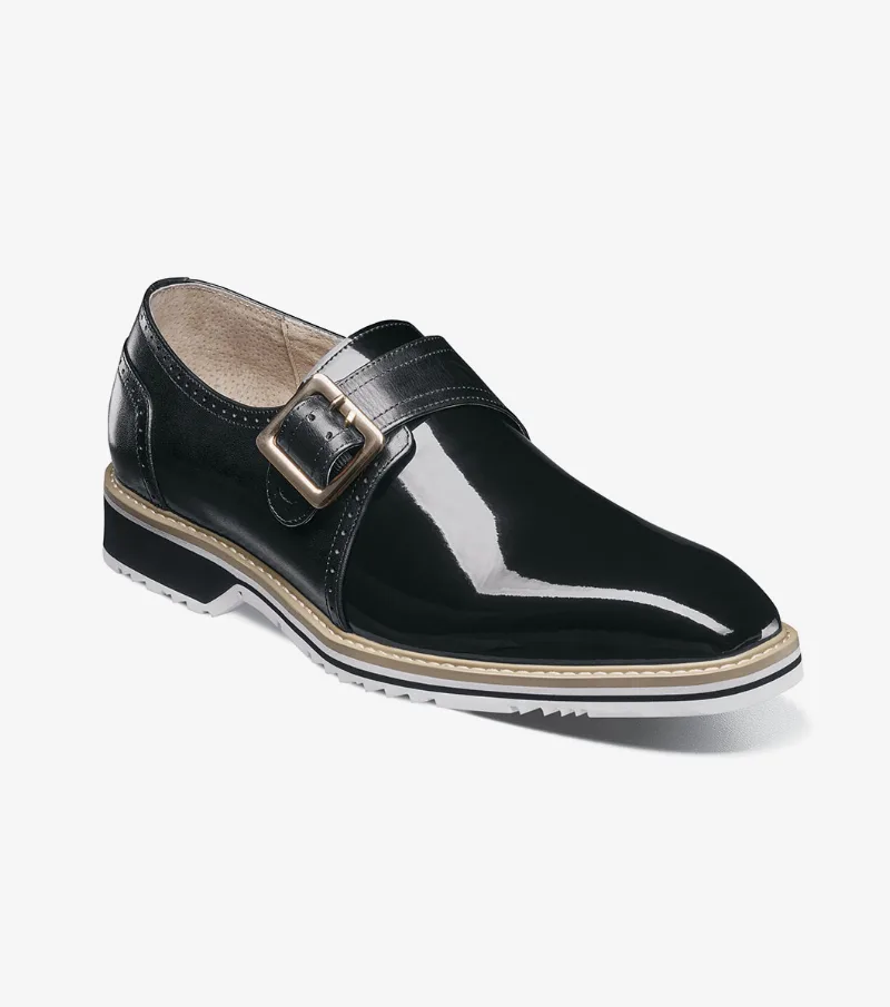 Stacy Adams Shoes Bartram Plain Toe Monk Strap Black Size 8