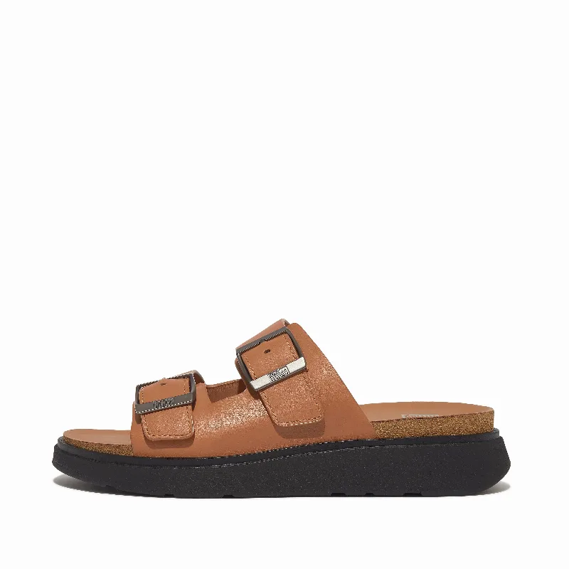 GEN-FF Mens Buckle Two-Bar Leather Slides