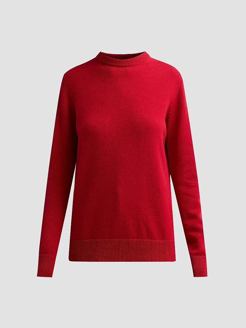 Michael Kors Collection Women's Wool-Silk-Cashmere Knit Crewneck Sweater - Ruby - Size XS