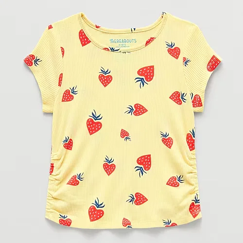Thereabouts Little & Big Kid Girls Round Neck Short Sleeve T-Shirt, X-large (18.5) Plus, Yellow